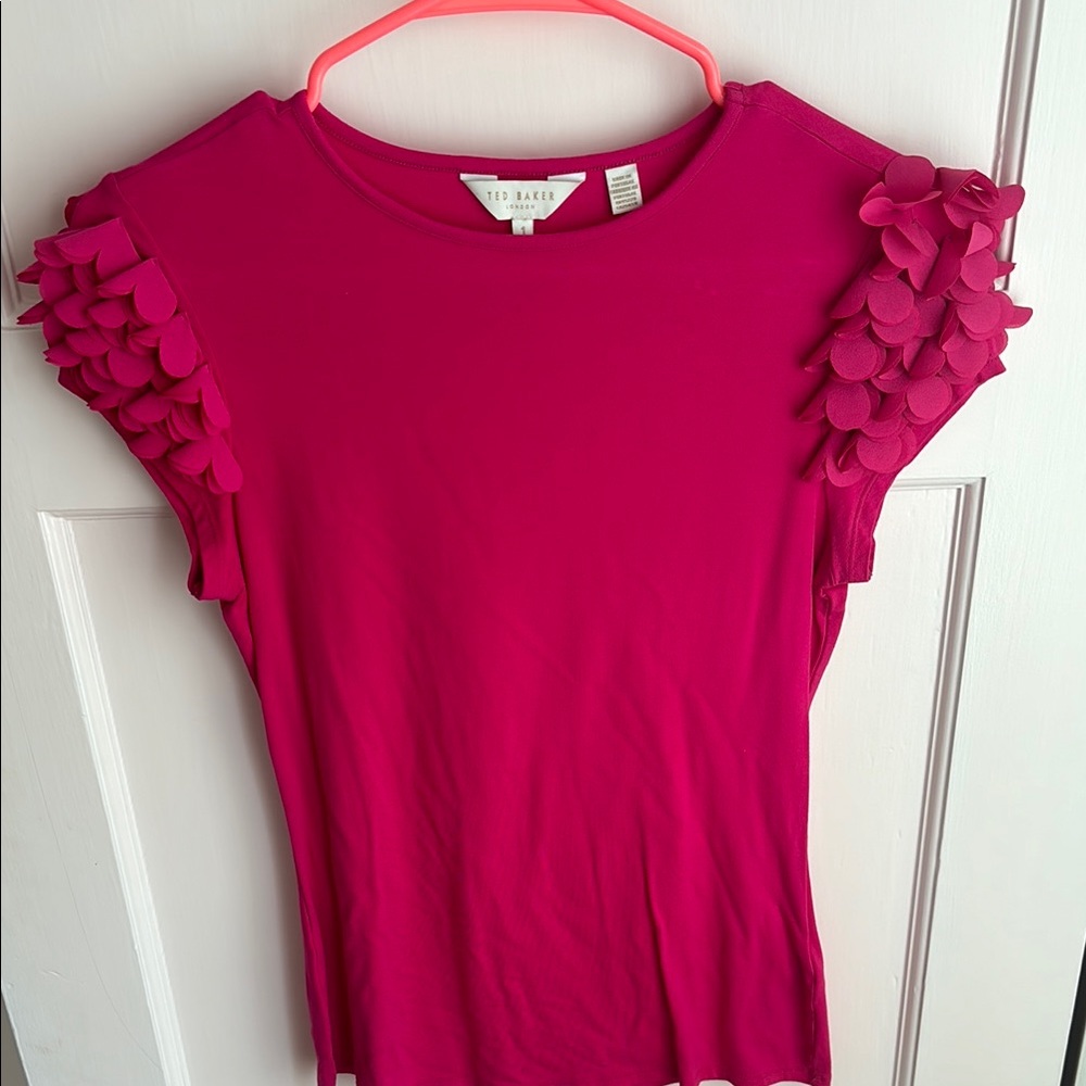 Ted Baker Pink Women's Top with Floral Sleeves